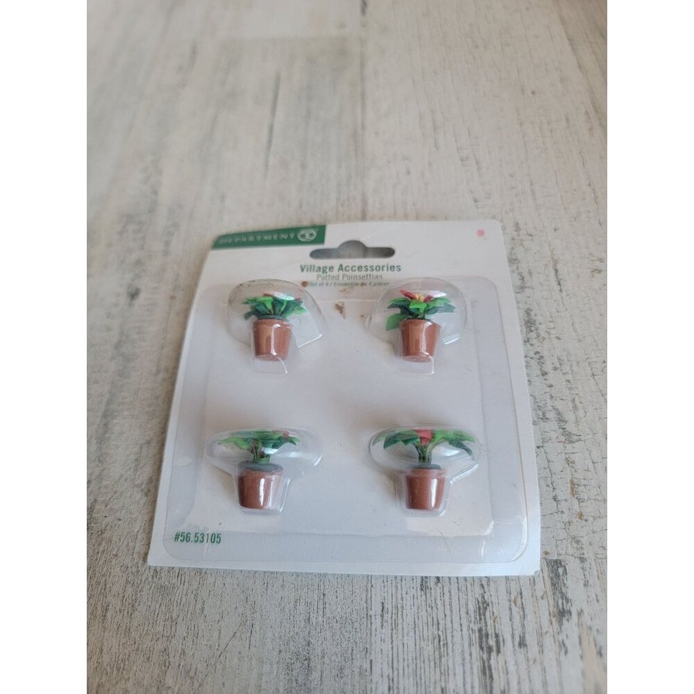 Dept 56 53105 Potted Poinsettias village accessory set